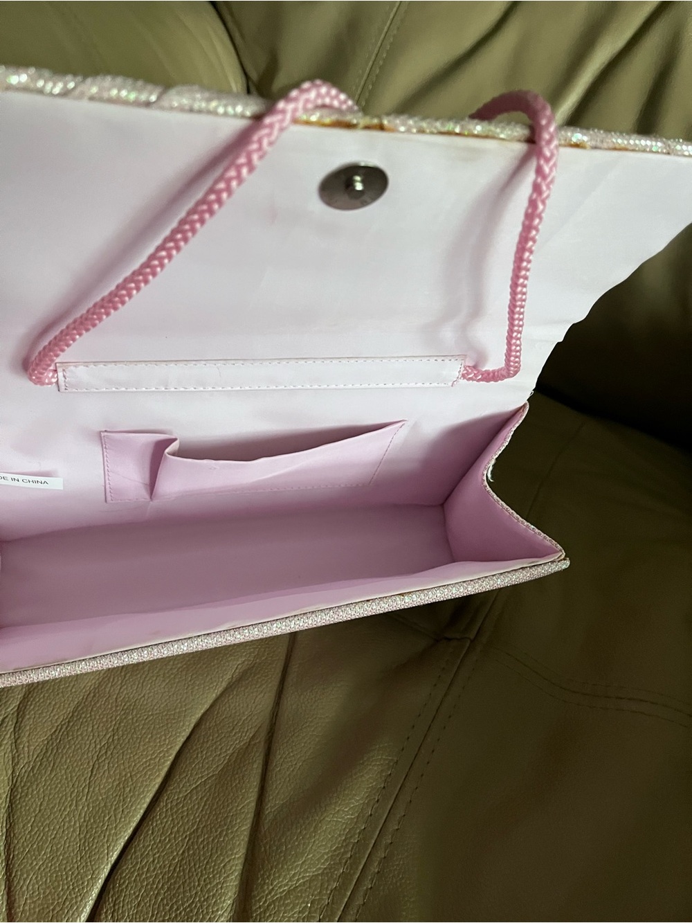 Harvé Benard Blush Pink Evening Clutch Purse NWT | Satin Pleated Knot Front Form - Picture 9 of 10